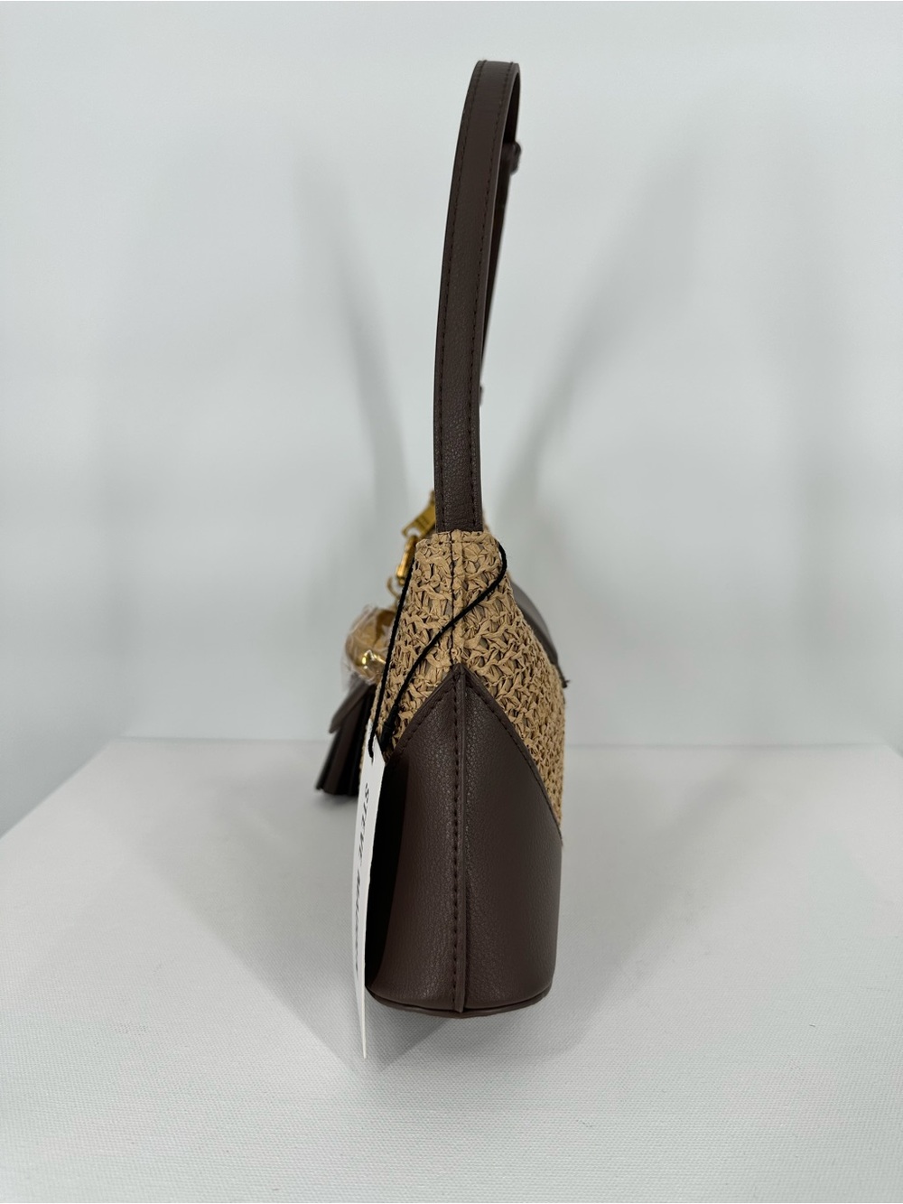 STEVE MADDEN Woven Crescent Raffia Boho Natural Brown Shoulder Crossbody Bag NWT - Picture 6 of 14